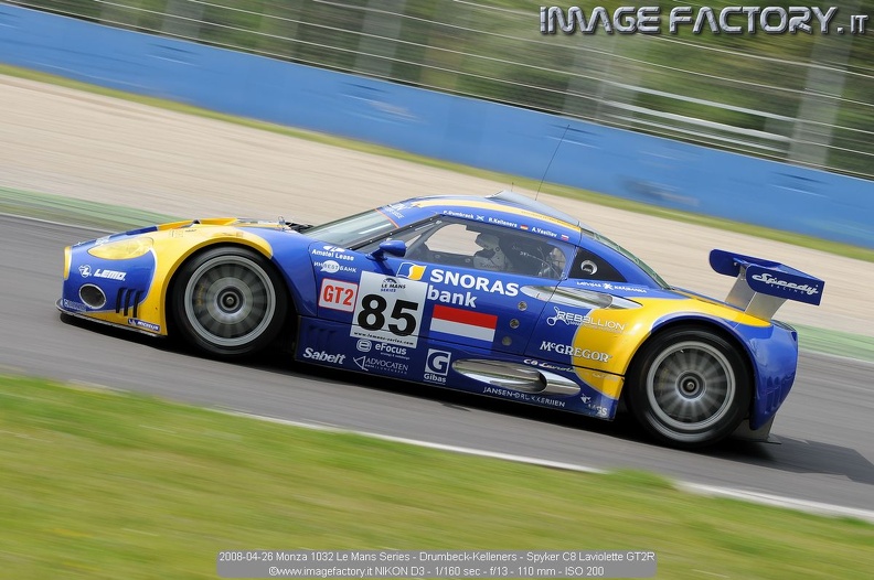 2008-04-26 Monza 1032 Le Mans Series - Drumbeck-Kelleners - Spyker C8 Laviolette GT2R.jpg